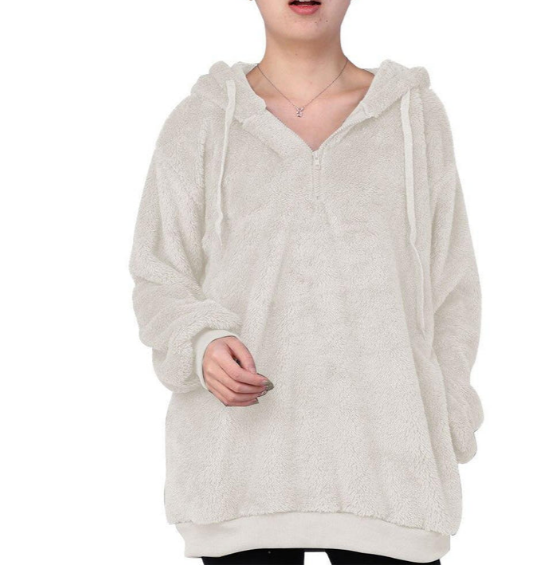 Drune | damen-fleece-sweatshirt mit reibverschluss am ausschnitt