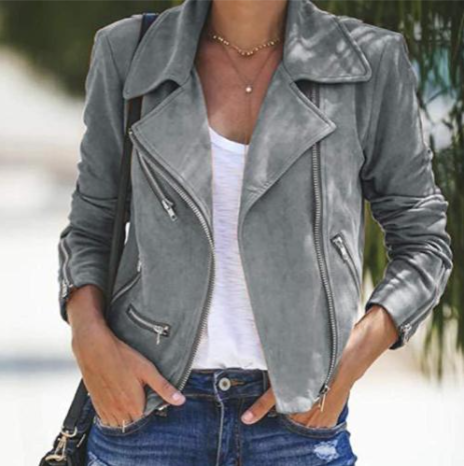 Drune | Damen Freizeit Bikerjacke Mit Reißverschluss Und Langen Ärmeln