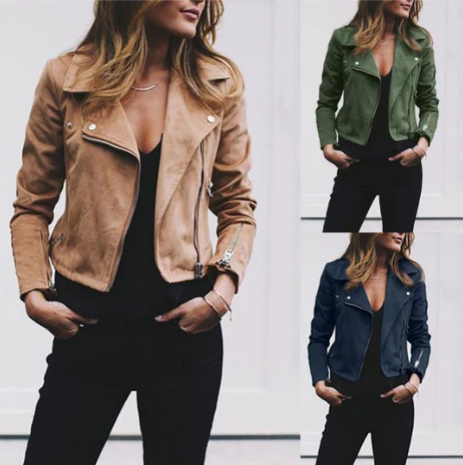 Drune | Damen Freizeit Bikerjacke Mit Reißverschluss Und Langen Ärmeln
