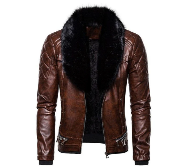 Drune | Freizeitjacke aus veganem Leder mit Kunstfell für Damen - Perfekt für den Alltag