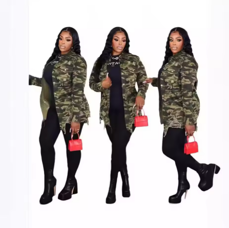 Drune | Camouflage Jacke Mit Vielseitigen Taschen Und Knopfverschluss