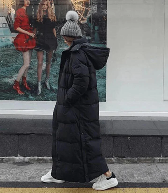 Drune | Lange Daunenjacke mit Kapuze für Damen