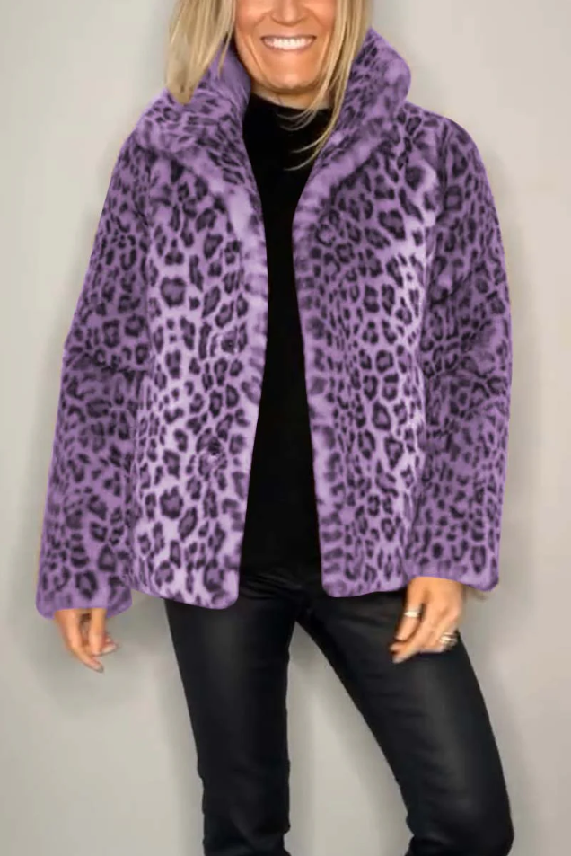 Drune | Klassieke Dames Winterjas Met Luipaardprint