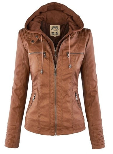 Kapuzenjacke: Basic PU-Jacke