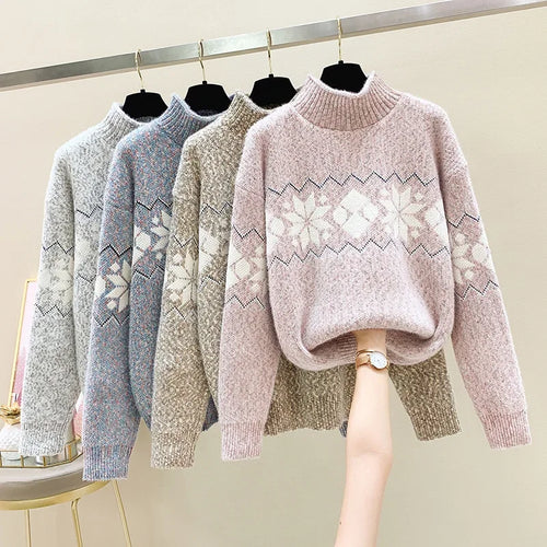Drune - Hässlicher Weihnachtspulli - Gemütlicher Schneeflocken-Turtleneck