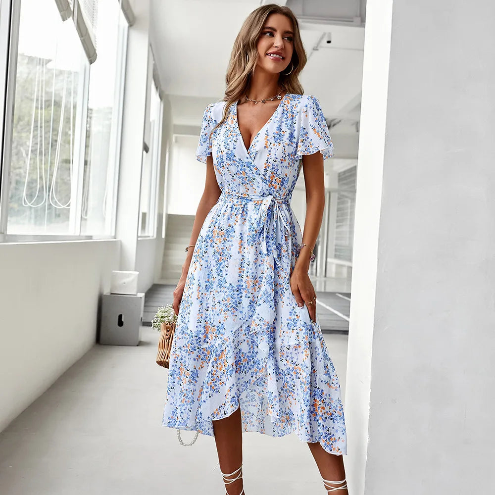 Drune | Kurzarmkleid mit V-Ausschnitt für Frauen