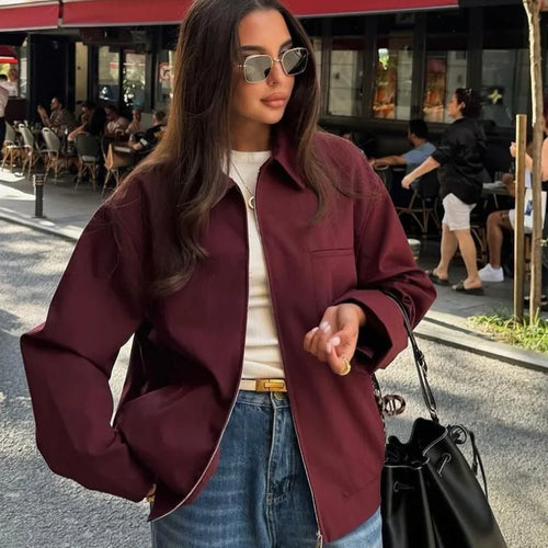 Drune | Cropped Bomberjacke mit Langen Ärmeln und Modernem, Tailliertem Schnitt