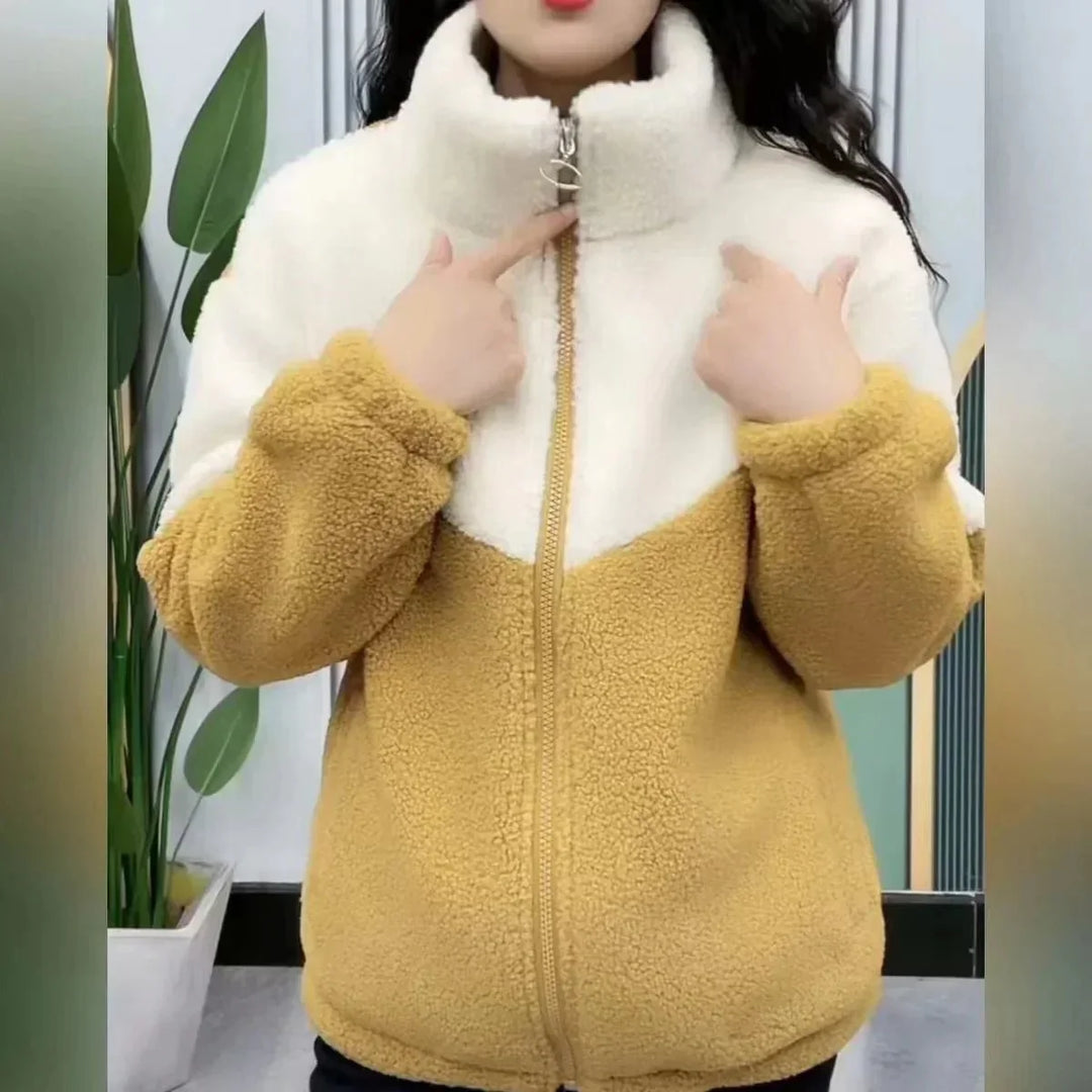 Drune | Blocked Sherpa Jacke - Ultra-weiche Wärme - Reißverschluss-Design - Winter Freizeit