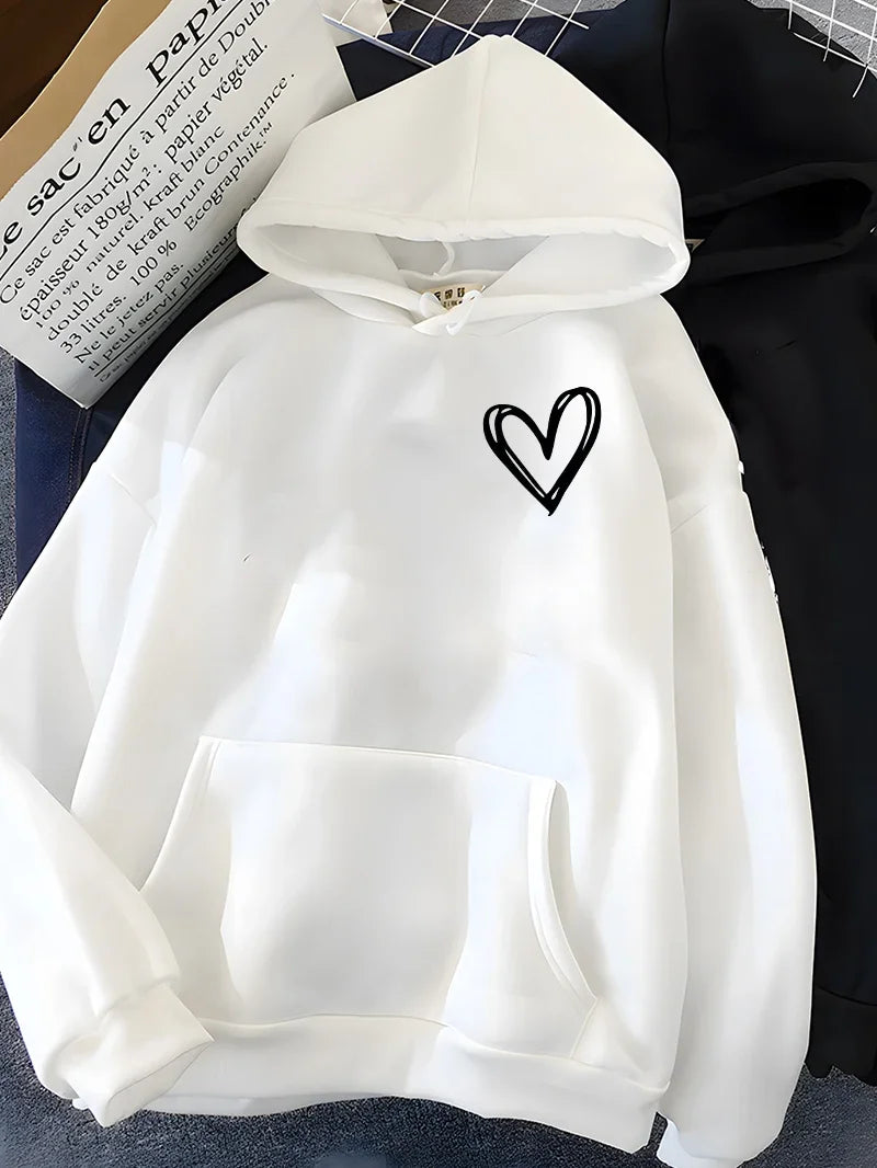 Drune | Hoodie mit Herzprint Polyester Komfortabel und Trendy
