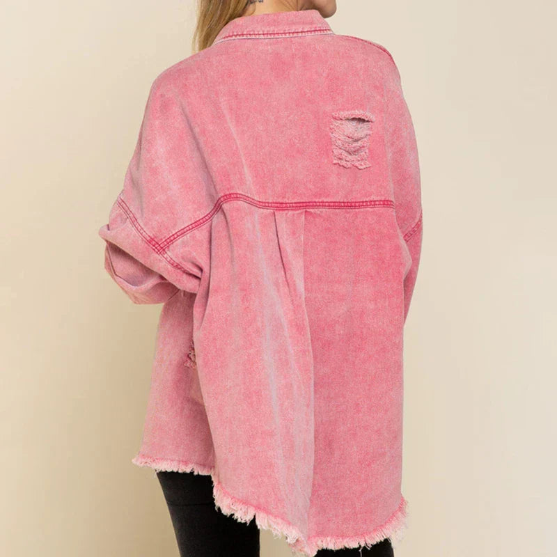 Drune | Casual Oversized Denimjacke mit Used-Look