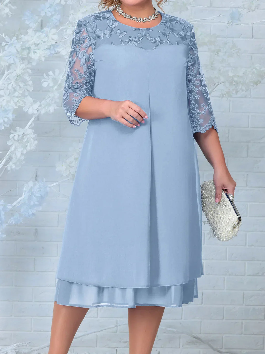 Drune - Damen Elegantes Besticktes Abendkleid, Fließend & Figurbetont Geschnitten