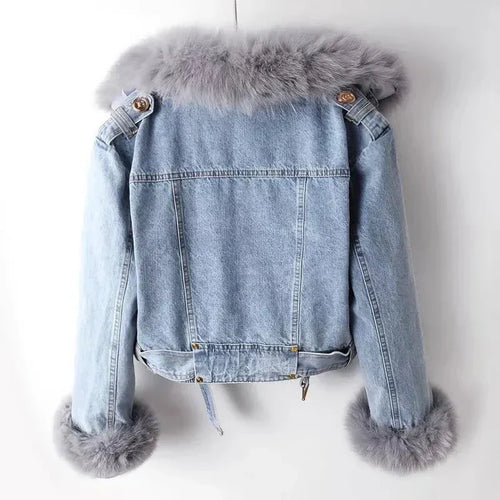 Drune | Jeansjacke mit Fellfutter