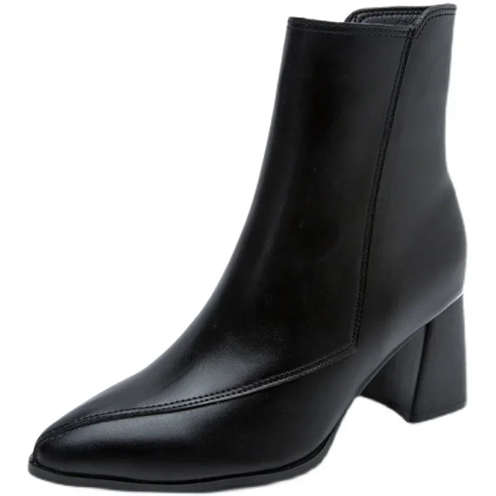 Drune - Frauen trendige klobige Absatzstiefel mit spitzem Zehen und wasserdichter Plattform