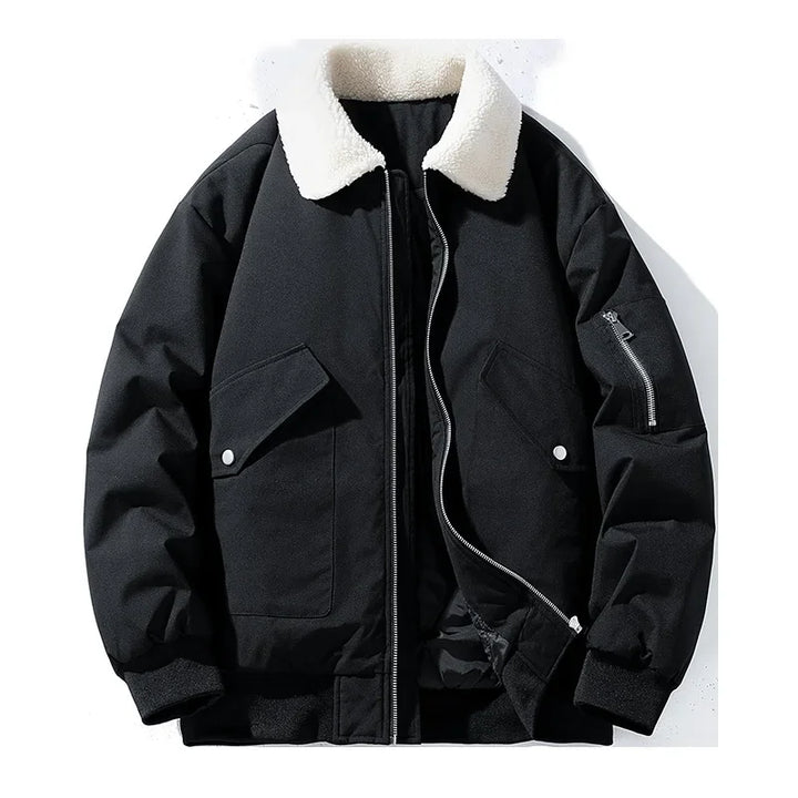 Drune | Winter Bomberjacke mit modischem Lammfellkragen - Lässiger Stil für kalte Tage