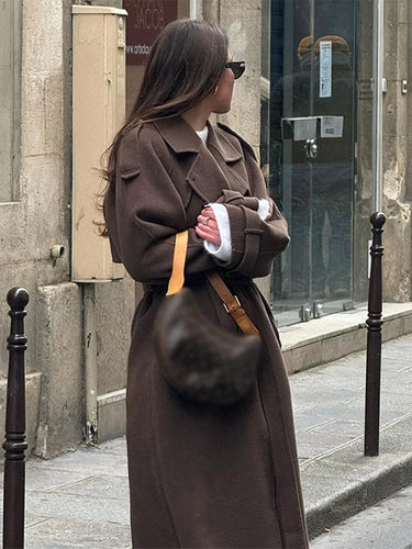 Drune | Eleganter Damen-Maximantel Mit Doppelknopfreihe Und Gürtel Herbst Winter 2024