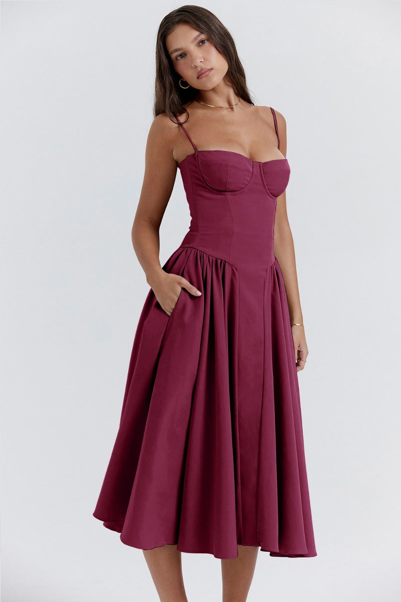 Drune | Ärmelloses Midikleid Mit Korsett Passform