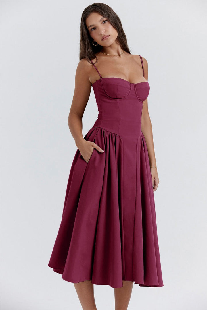 Drune | Ärmelloses Midikleid Mit Korsett Passform