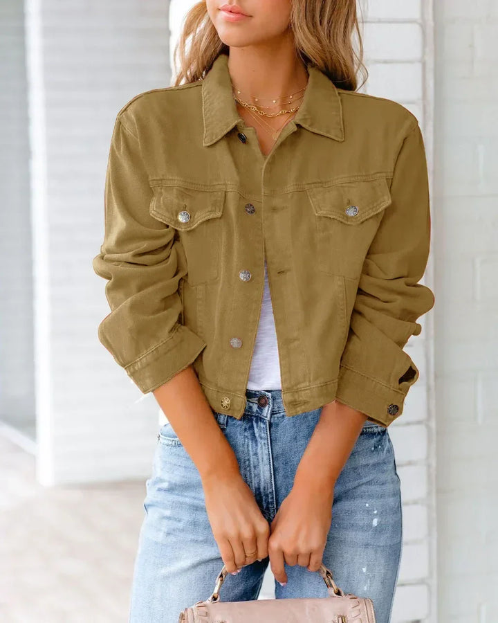 Drune | Kurze Taschenjacke Mode Streetwear Einfache Knopf Trend Frauen Denim Jacken Lange Ärmel Herbst Neu Denim Denim Jacken