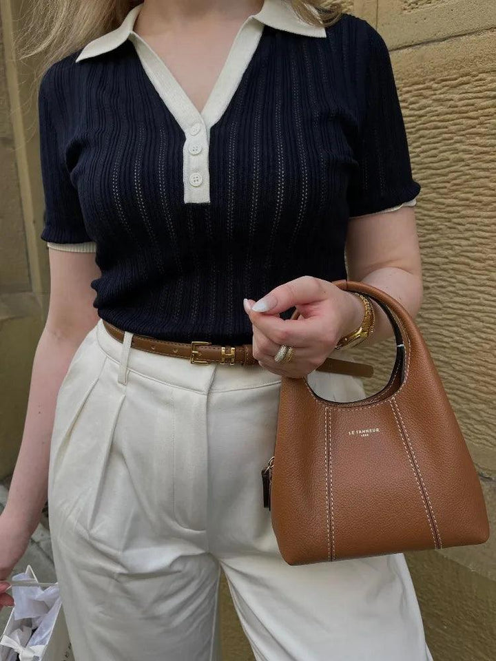 Drune | Strick Polo Shirt Tailliert mit Knopfleiste
