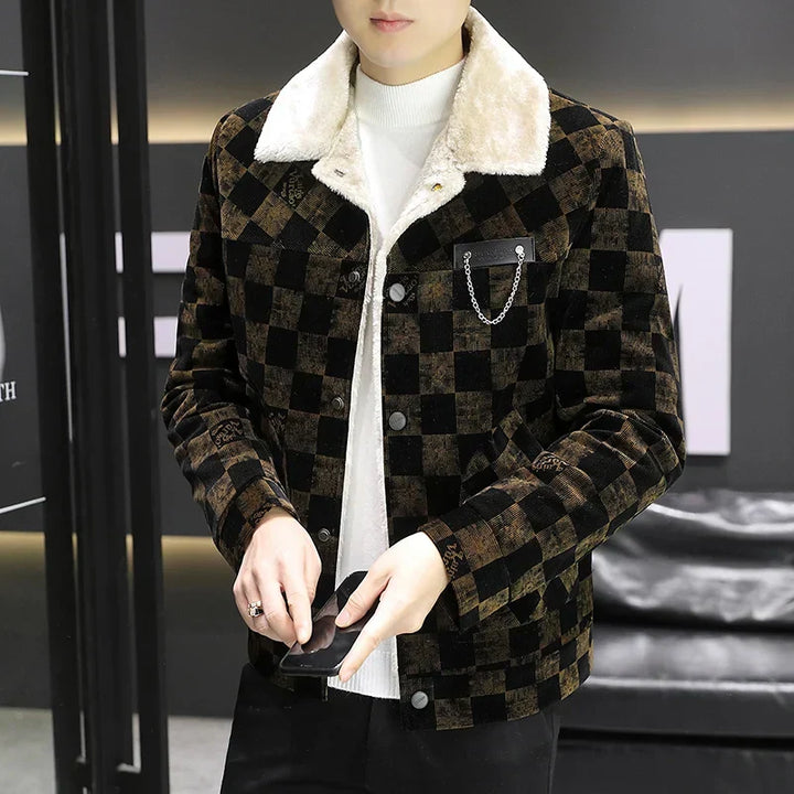 Drune | Kariertes Cord-Jacke