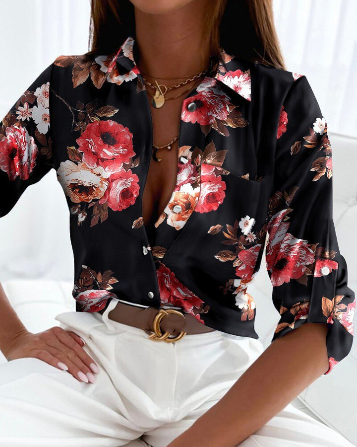 Drune Print Shirts | Modische Bluse mit langen Ärmeln und Knopfleiste