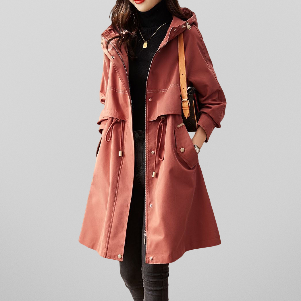 Drune | Rote Damenjacke mit Kapuze