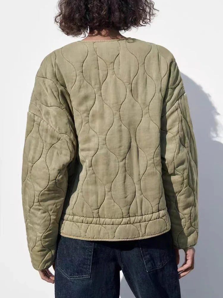 Drune | Gepolsterte Uni-Farbe Reißverschlussjacke