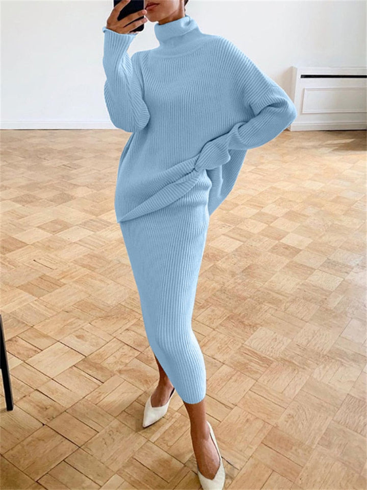 Drune | Schickes Herbst Strick Zweiteiliges Slim Fit Set für Frauen