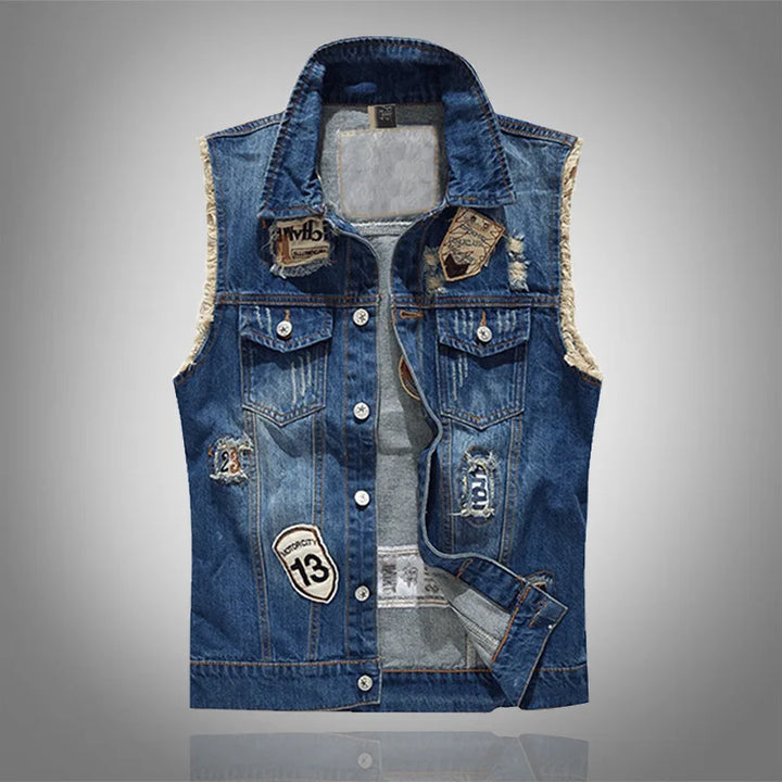 Drune | Jeansweste Mit Patches Für Herren