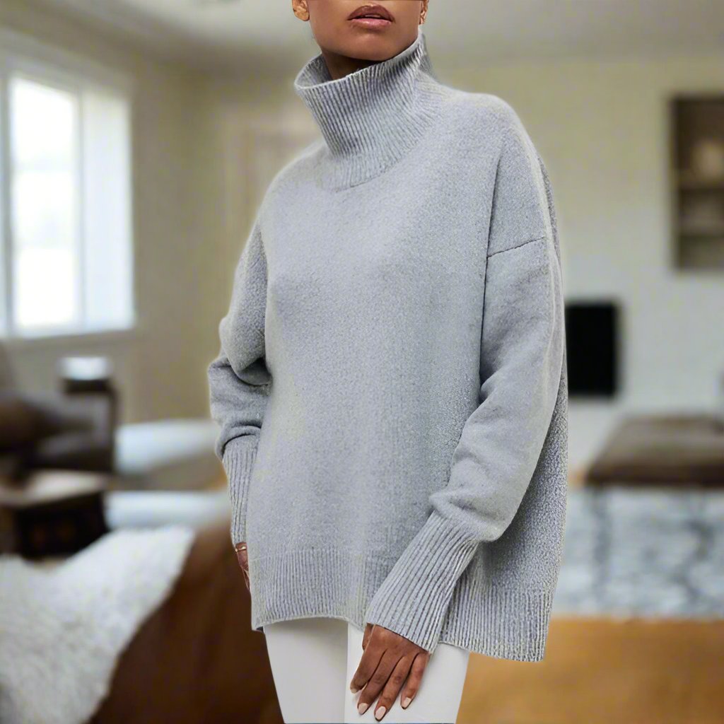 Drune | Übergröße Rollkragenpullover Rippstricksaum Rollkragenpullover