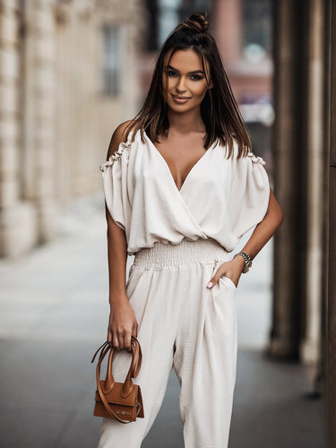 Drune | Weißer Jumpsuit Mit Offenen Schultern