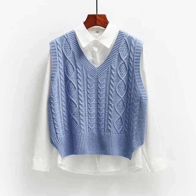 Drune | Damen Kabelstrick Pullover Weste