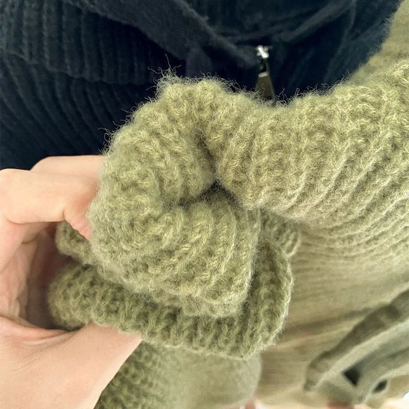 Drune | Oversized Strick Damenpullover mit Reißverschluss