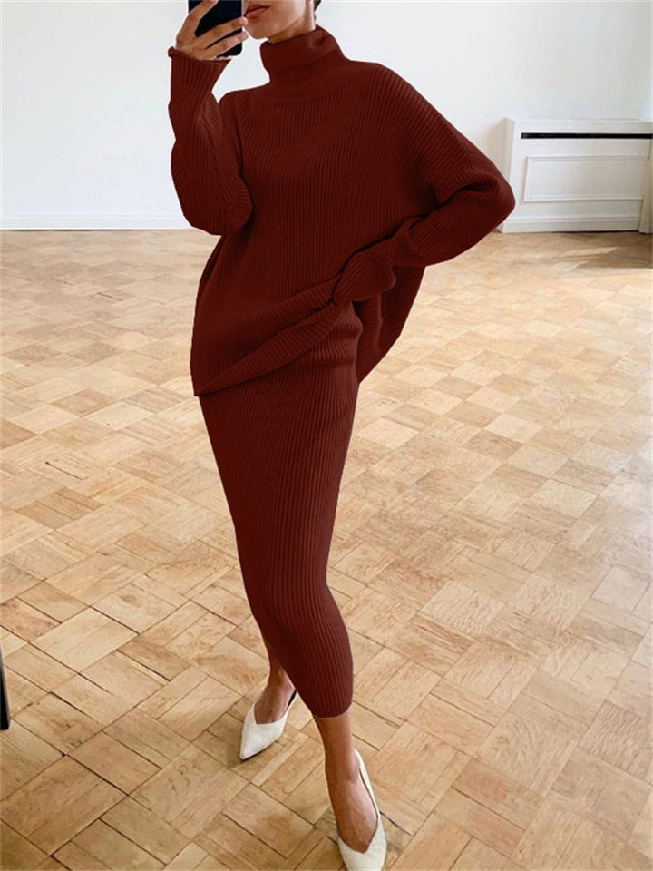 Drune | Schickes Herbst Strick Zweiteiliges Slim Fit Set für Frauen