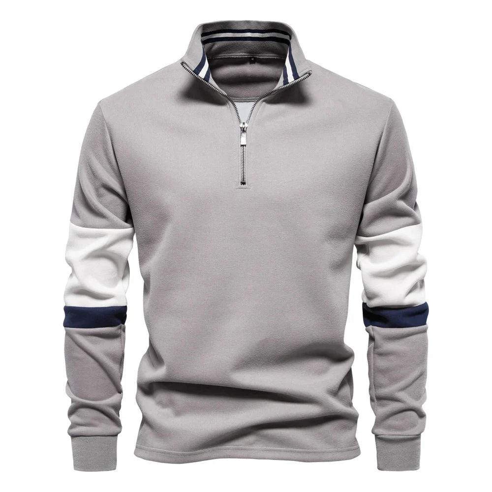 Drune | Langarmiger Pullover mit Reißverschluss Baumwollmischung Trendy und Komfortabel