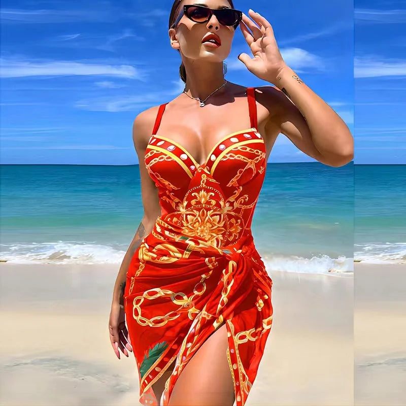 Drune | Luxus Neu Zwei Teile Frauen Bikini Set Push Up Blumendruck Bikini Strappy Bandage Badebekleidung Brasilianisch Biquini Badeanzug