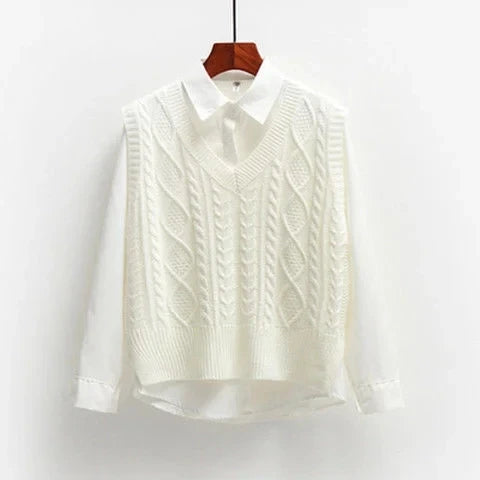 Drune | Damen Kabelstrick Pullover Weste