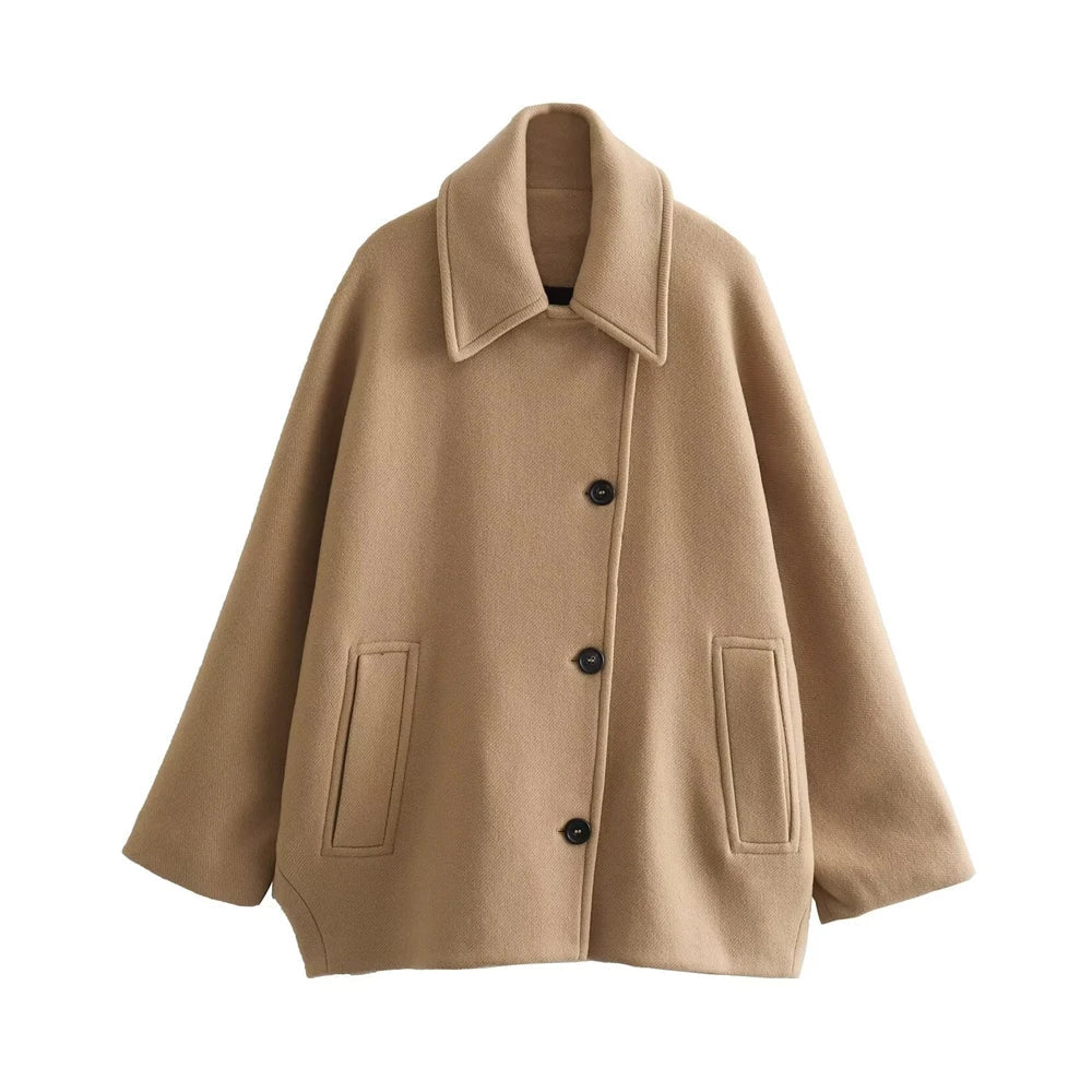 Drune | Elegantes Damen-Cape mit Knöpfen und Wollmischung