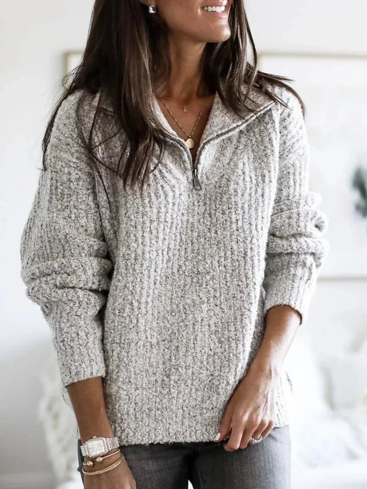Drune | Winterstrickpullover mit halbem Reißverschluss
