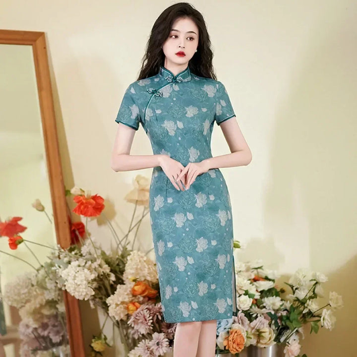 Drune | Cheongsam Qipao Mode Kleidung Lässig Elegant Ethnischer Stil Vintage Kleid für Frauen Streetwear Frauen Kleidung Festlich Chinesisch