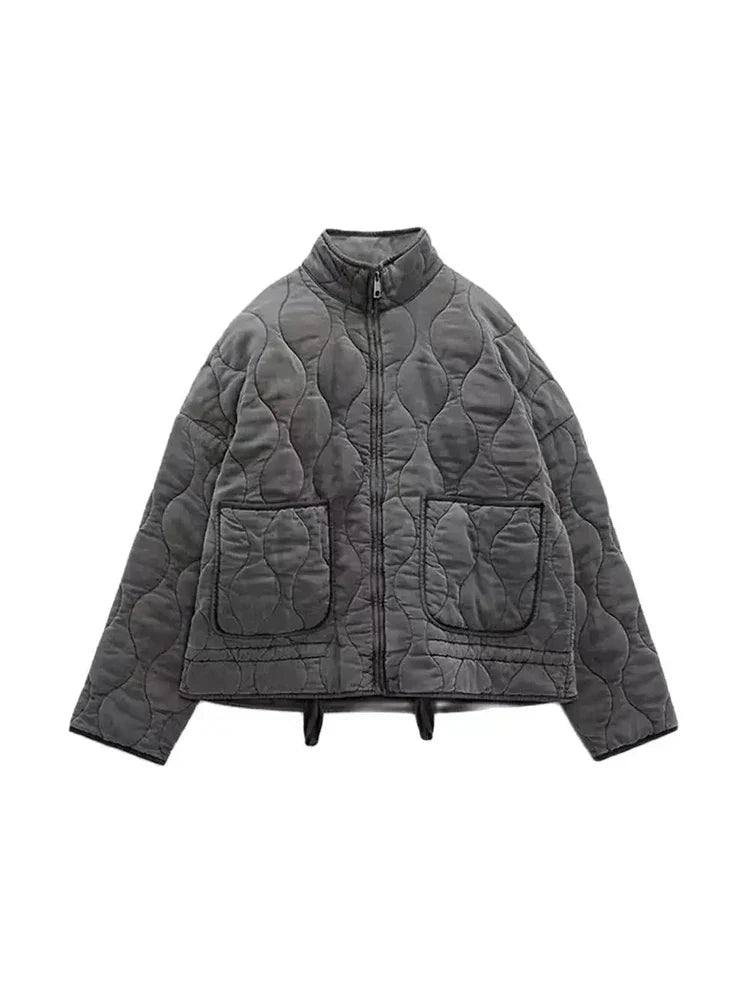 Drune | Gepolsterte Uni-Farbe Reißverschlussjacke