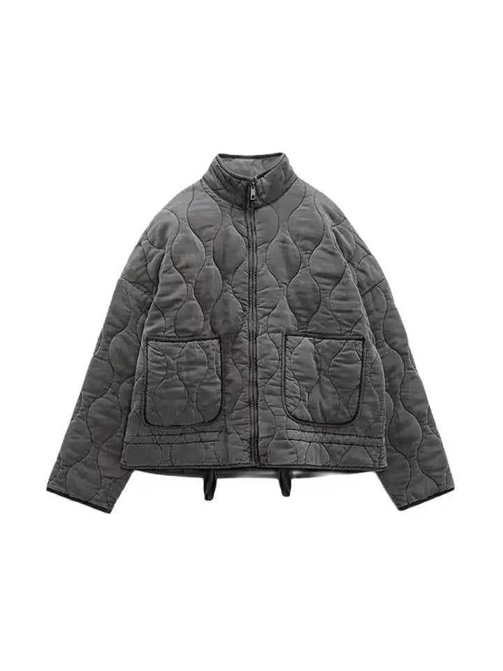 Drune | Gepolsterte Uni Farbe Reißverschlussjacke