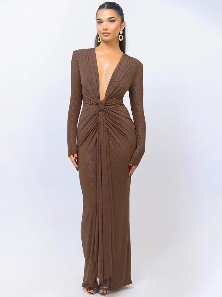 Drune | Glitter V-Ausschnitt Maxikleid