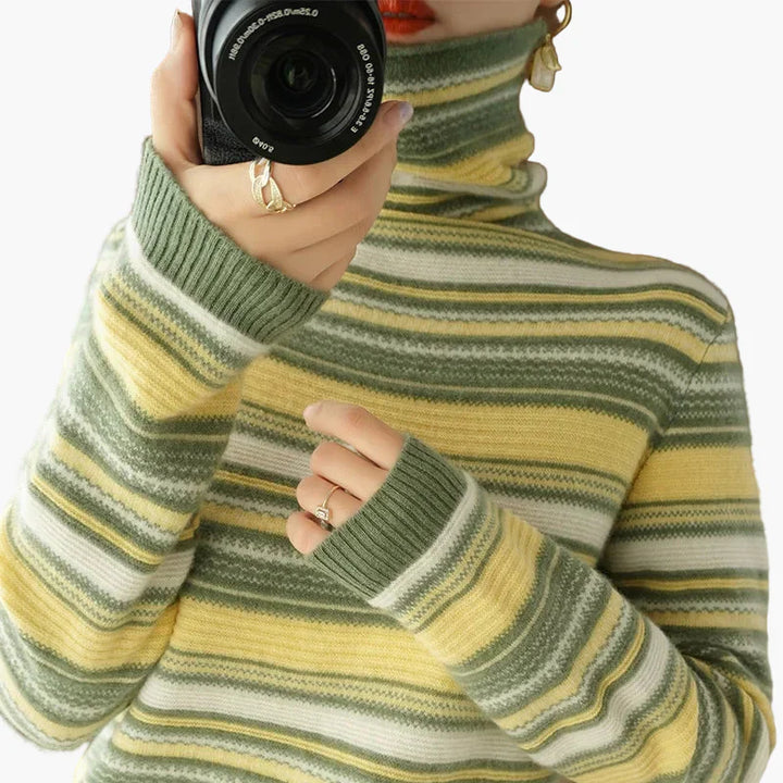 Drune | Rollkragenpullover im Retro-Streifenmuster - Modischer Winterpulli für Alltag & Freizeit