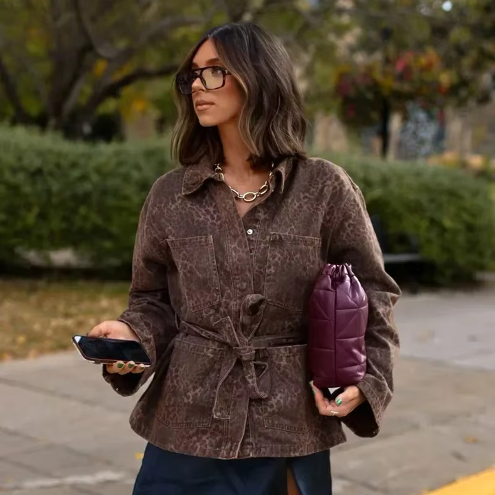 Drune | Jeansjacke mit Leopardenmuster