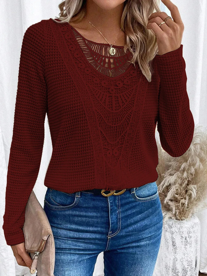 Drune | Bluse mit Spitze Strukturiertes Strick Elegant und Boheme