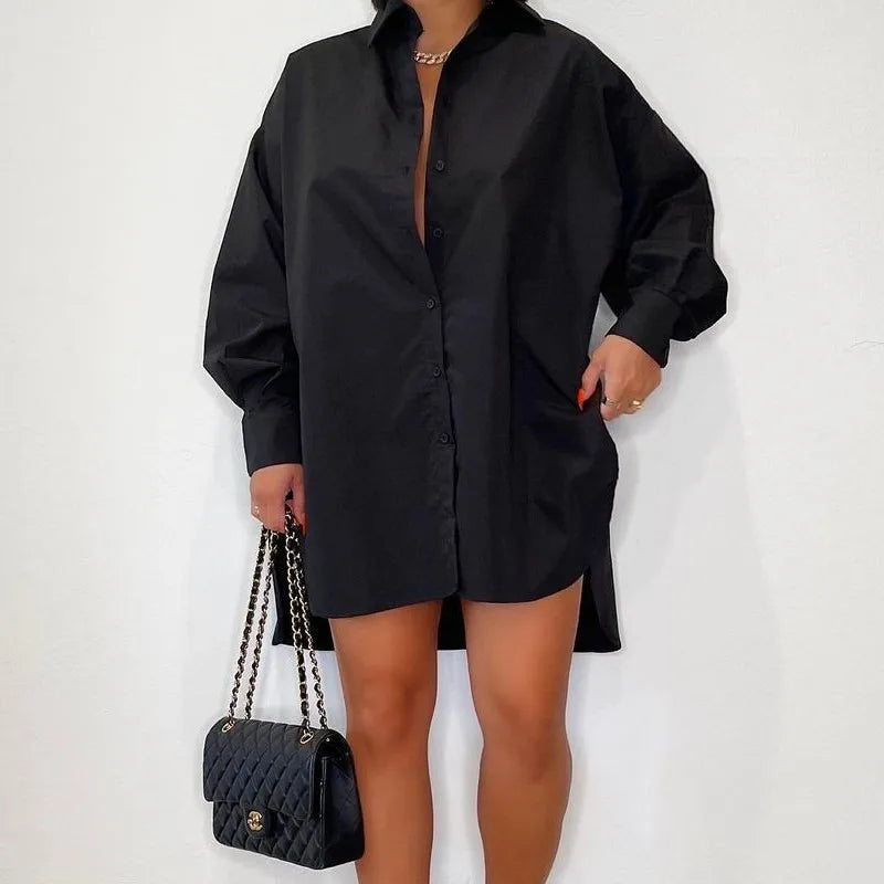 Drune | Einfarbiges Hemdkleid mit Knöpfen