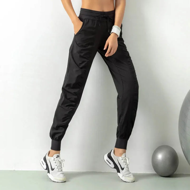 Drune | Stoff Schnürsenkel Lauf Sport Joggers Frauen Schnell Trocknend Athletic Fitness Trainings Sweatpants mit Zwei Taschen Bewegung Hosen