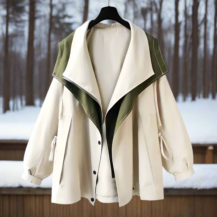Drune | Baumwolljacke Drapierter Kragen Lässige Passform Jacke