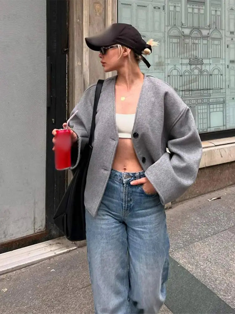 Drune | Retro Streetwear-Jacke für Damen mit Schicker Doppelknopfheftung